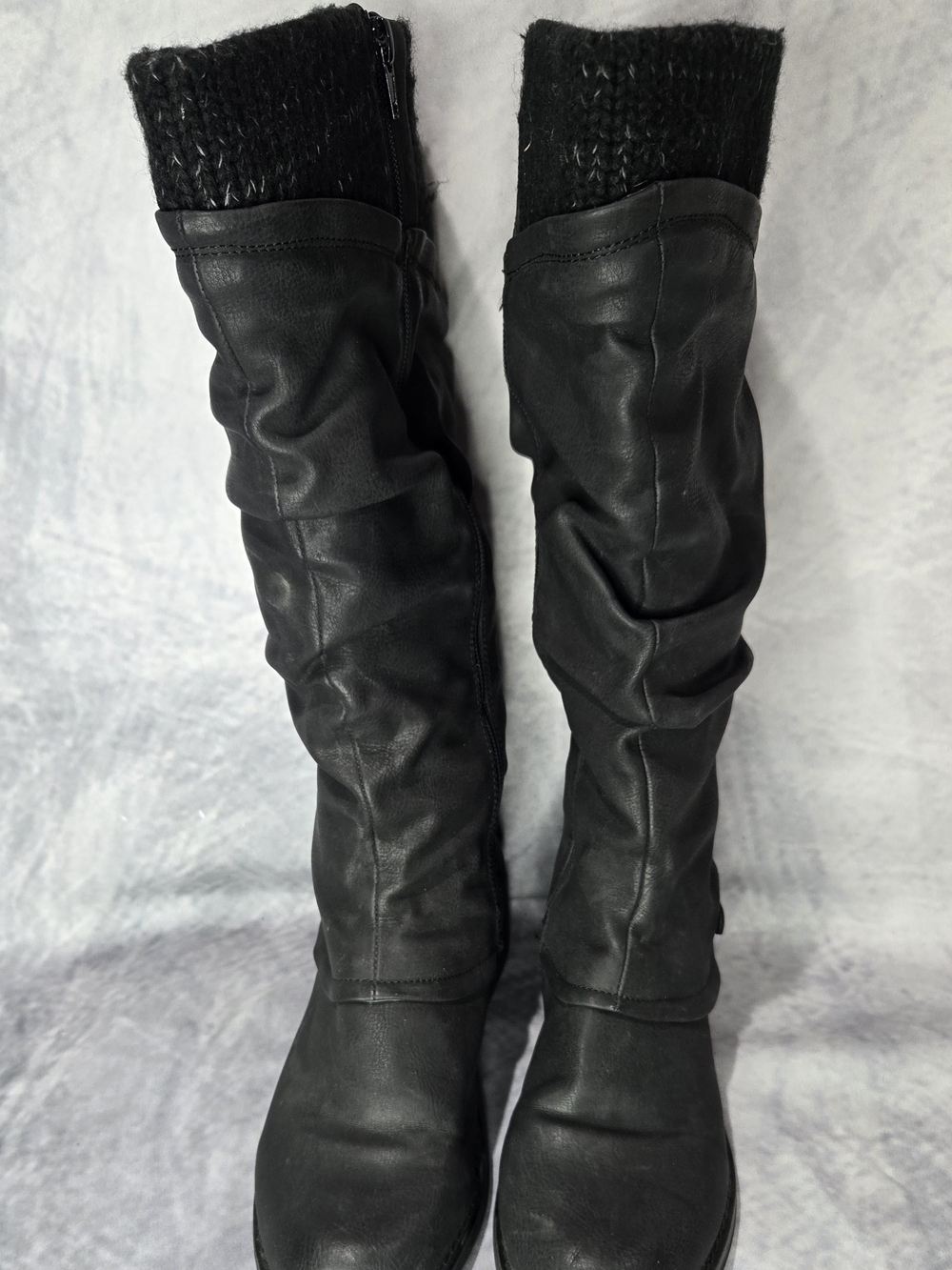 Muk Luks Black Over-the-Knee Slouch Boots with Knit Cuff